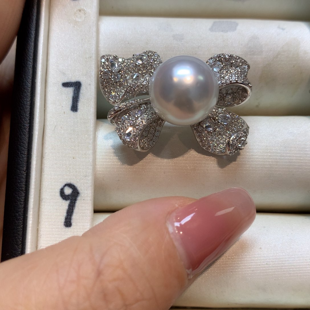 海水珍珠戒指银S925镶嵌