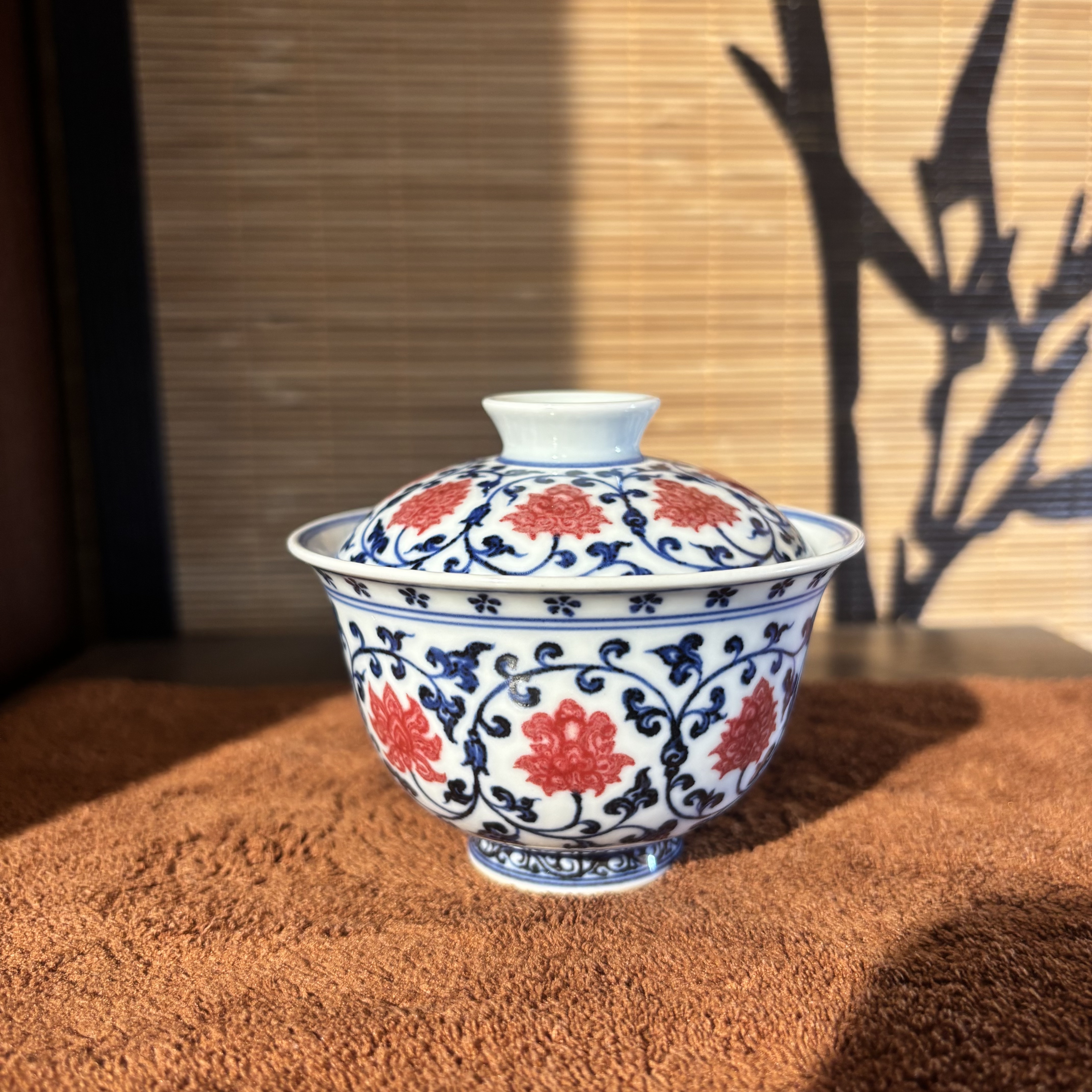 【瓷见如故】海韵堂青花釉里红花心盖碗