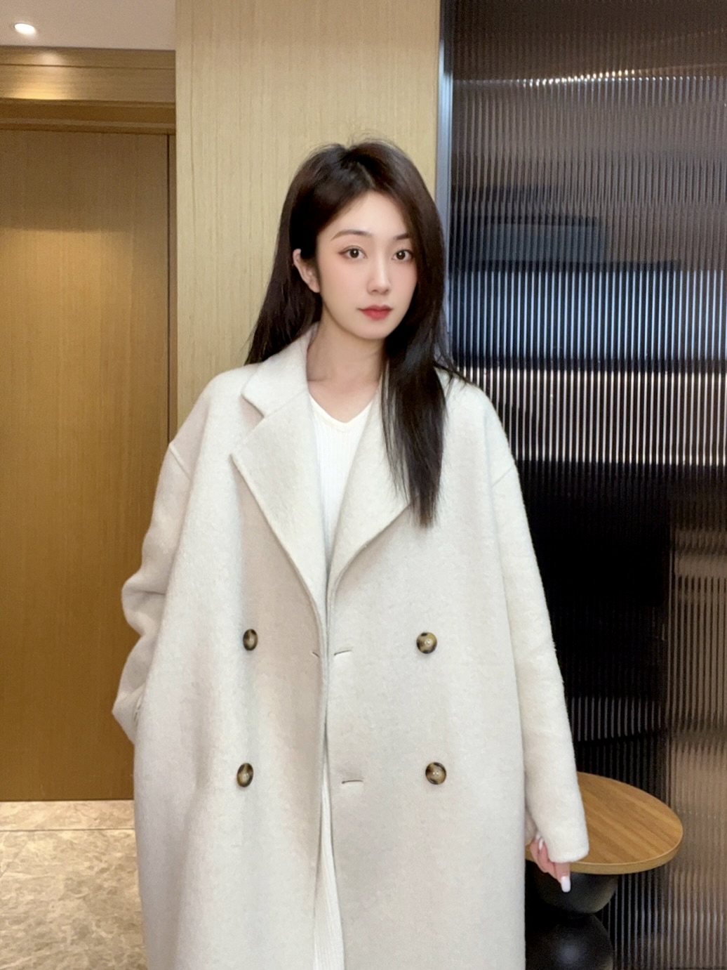 2025新款秋冬网红百搭新款时尚羊毛外套韩版双面羊毛大衣