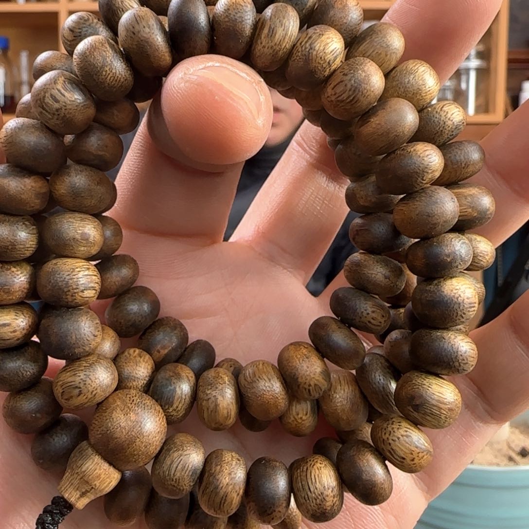 沉香手串奇楠一代苗金沙叶算盘珠1.0，41克