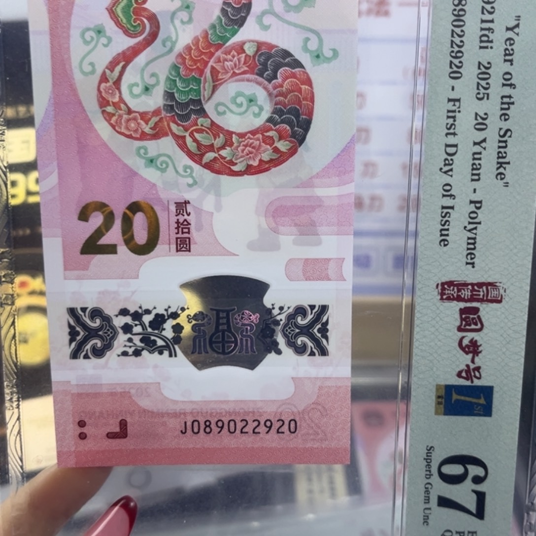 塑料蛇钞圆梦号67分首日标0289数四