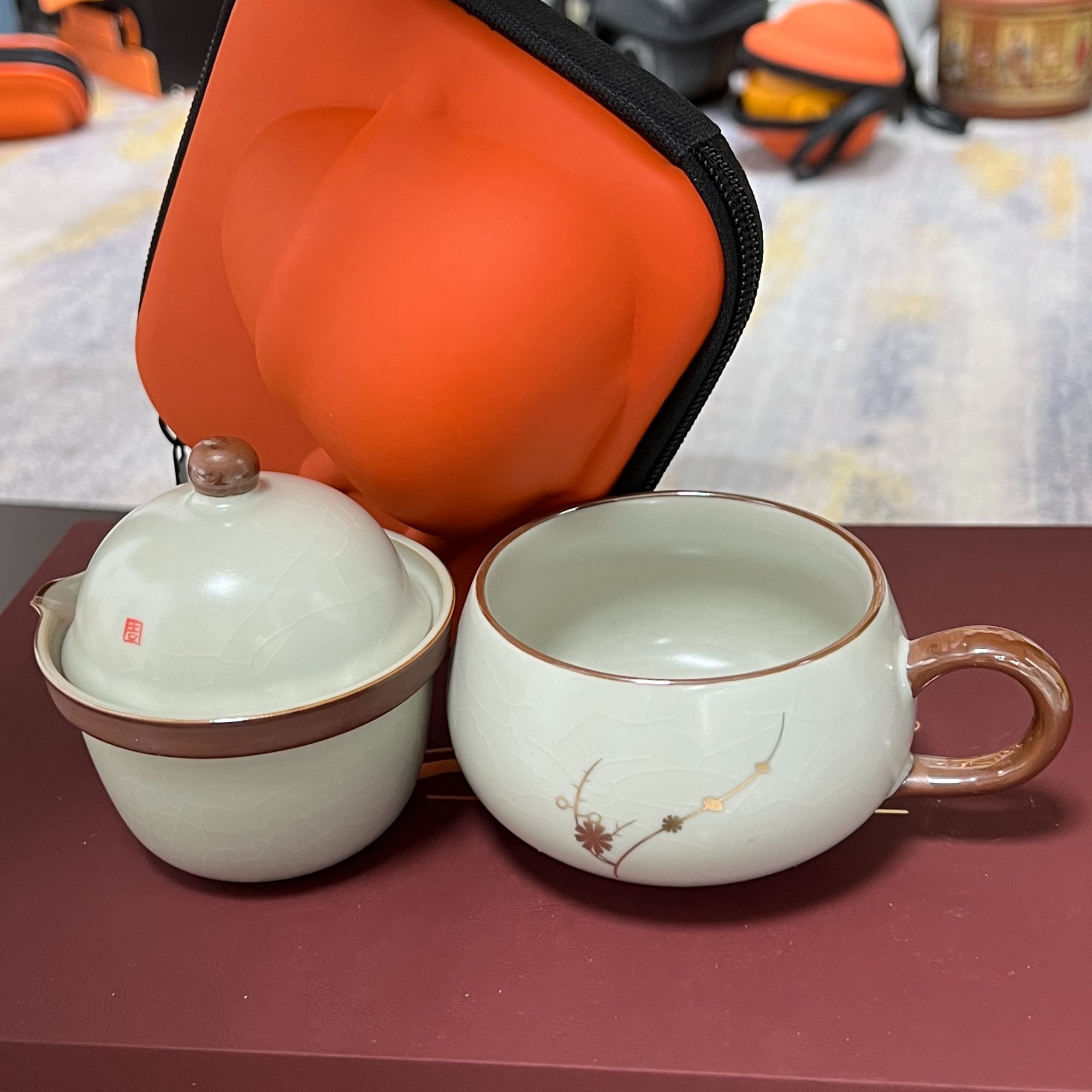 【闪购商品】汝窑天青旅行茶具@@YS402