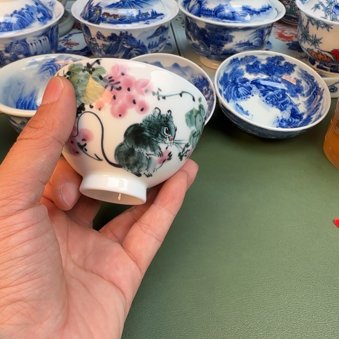 陶纯手工纯手绘茶具石头397