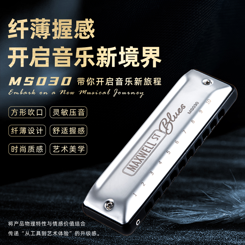 EASTTOP东方鼎新款10孔蓝调布鲁斯口琴MS030专业演奏级十孔初学