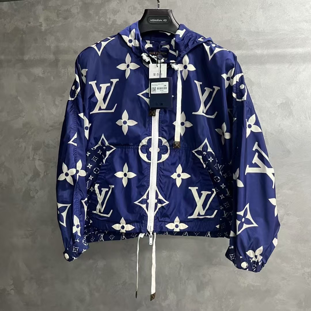 未使用 LouisVuitton/路易威登 蓝色满印老花经典连帽夹克/34