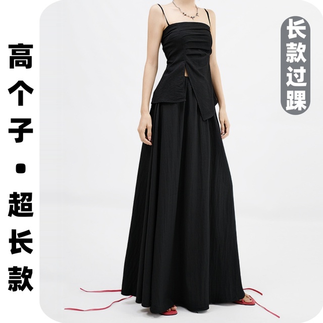 175高个子半身裙女加长版松紧腰宽松遮胯显瘦a字大摆伞裙超长夏薄