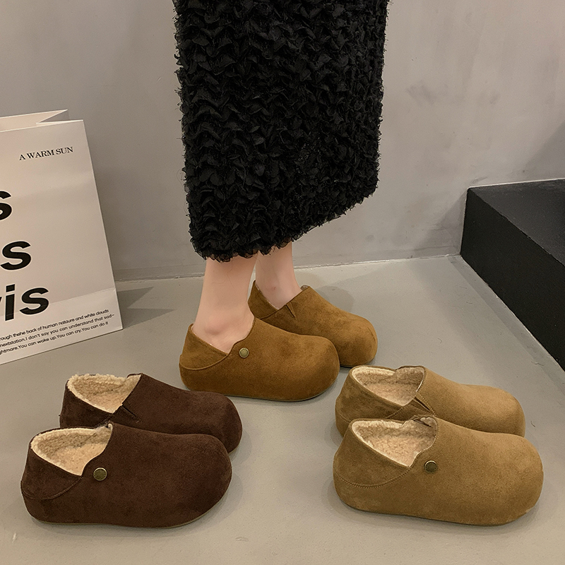 2025新款加绒小土豆厚底增高两穿全包勃肯鞋