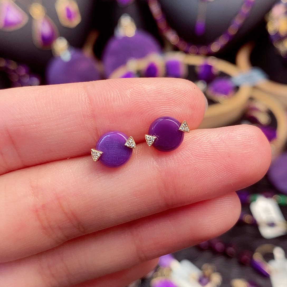 苏纪石（舒俱来）耳饰18K金镶嵌