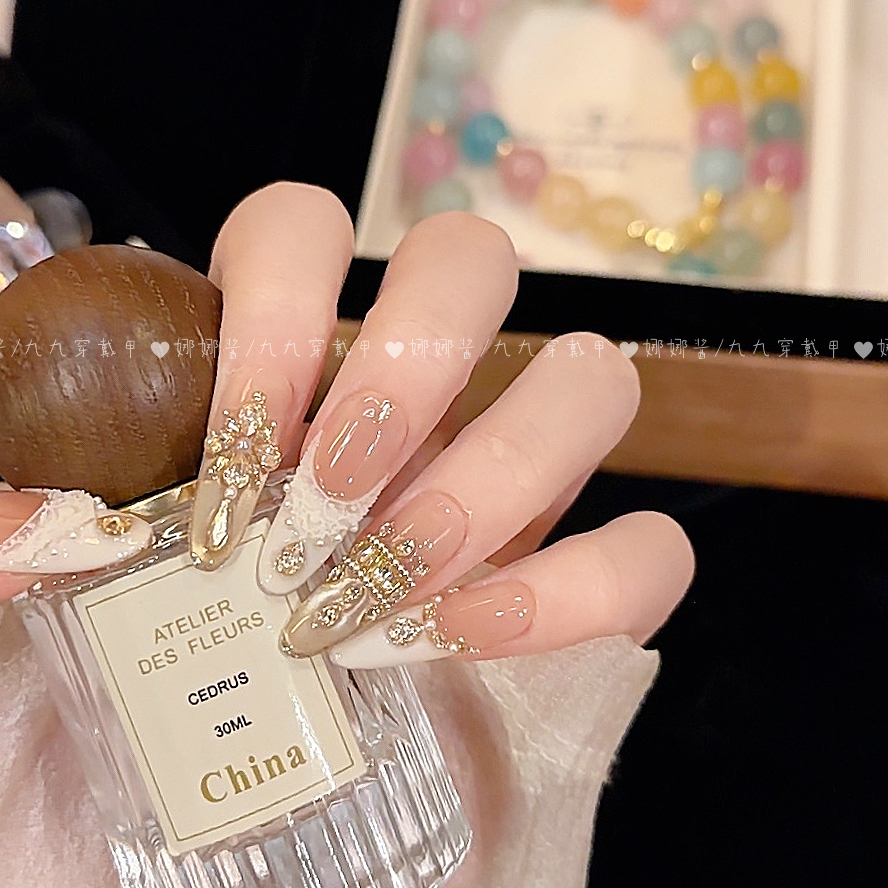 【女王冠冕】纯手工穿戴甲猫眼美甲贴片可拆卸指甲贴片10片装