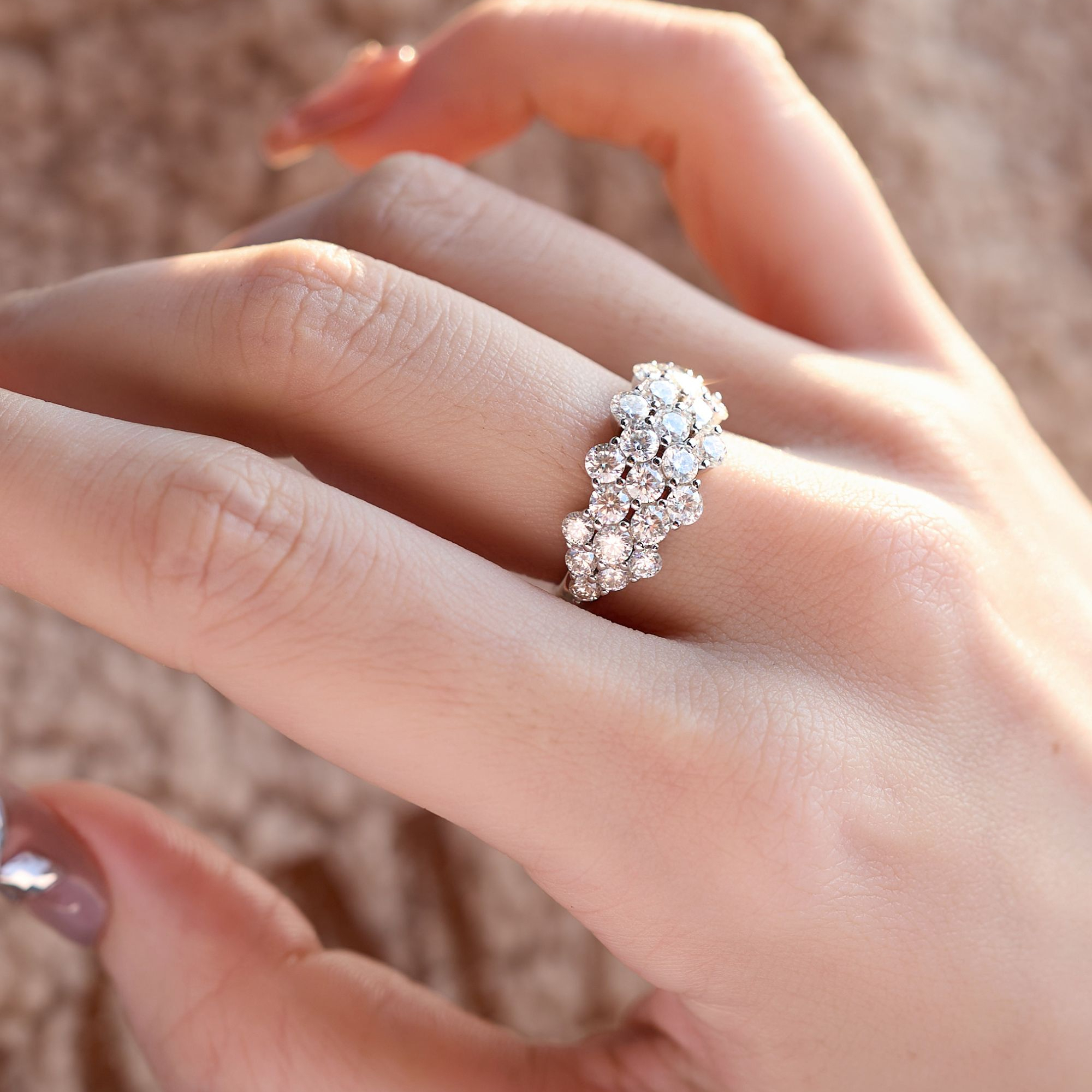 925银莫桑石戒指 恒久璀璨闭口单圈简约小众百搭叠戴时尚