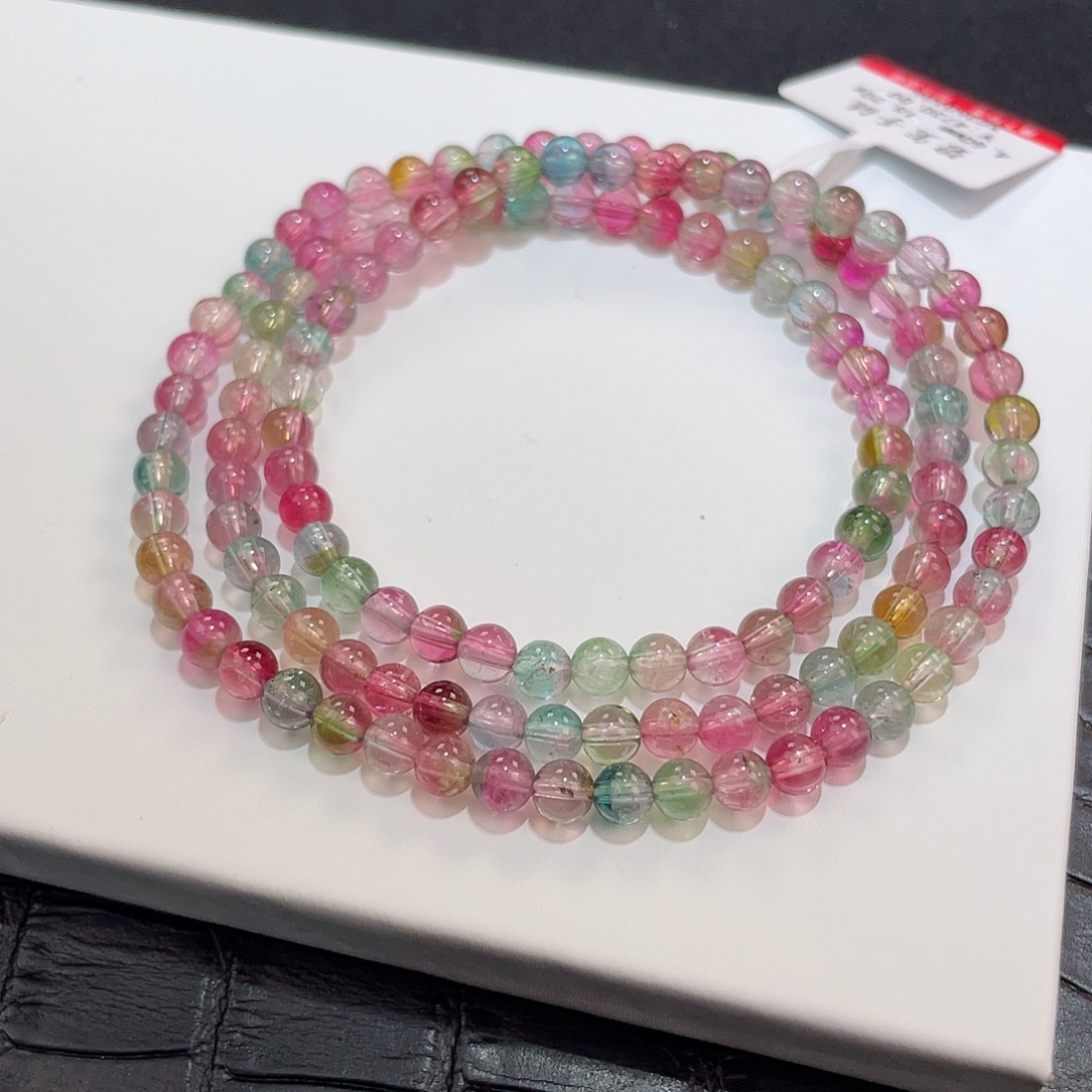 西瓜碧玺手链未镶嵌 4.5mm三圈