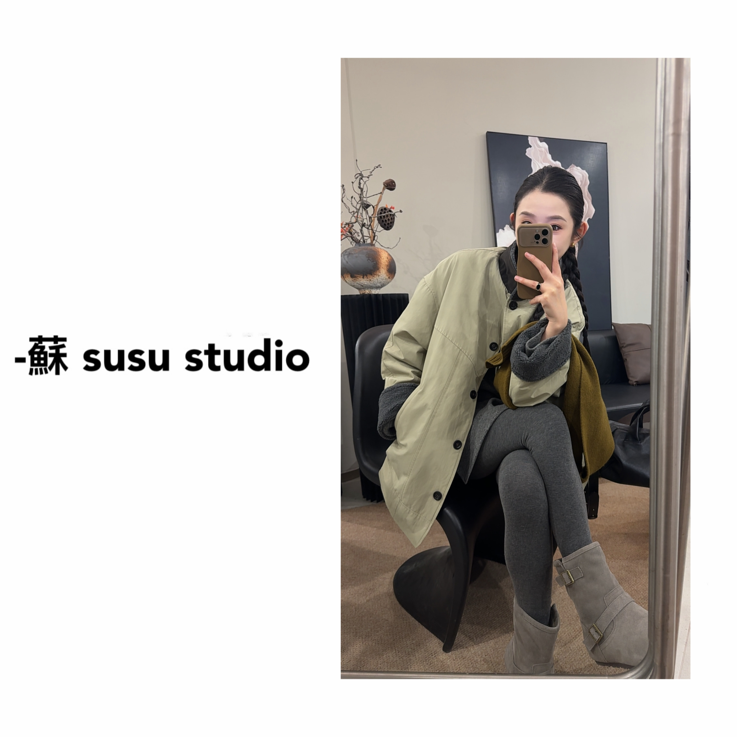 KF2591设计感中长款加绒外套女潮