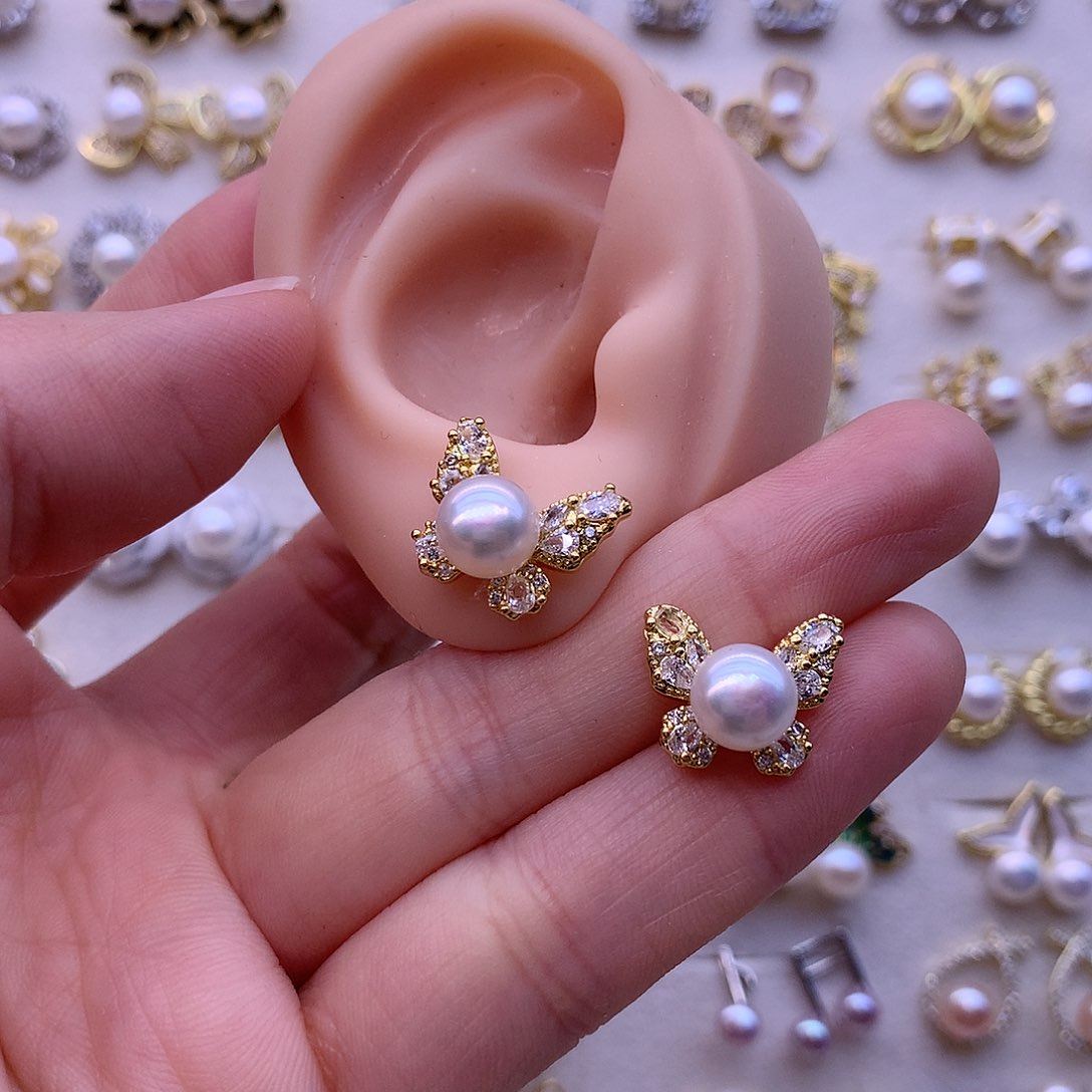 淡水珍珠耳饰合金