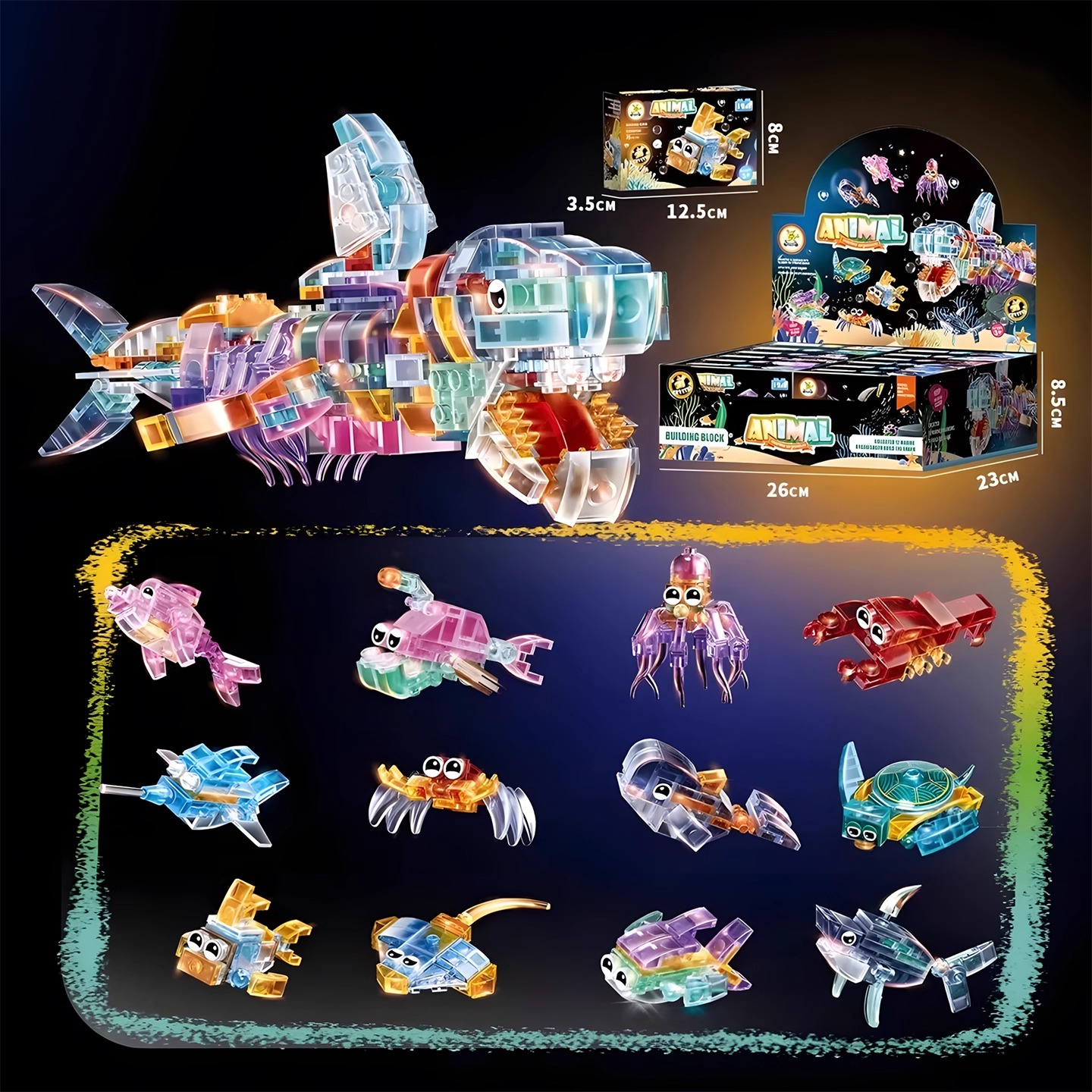 儿童海底世界积木拼男孩玩具3-6岁儿童玩具益智3-6岁儿童益智早教