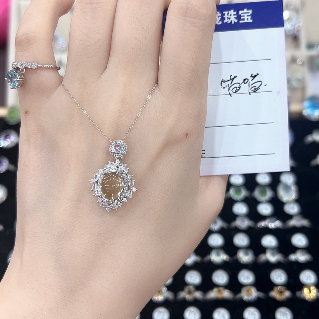 *****黄晶戒指银S925镶嵌