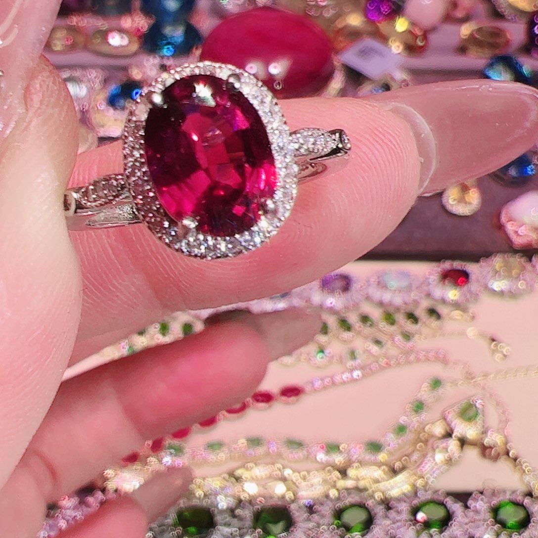 石榴石戒指银S925镶嵌