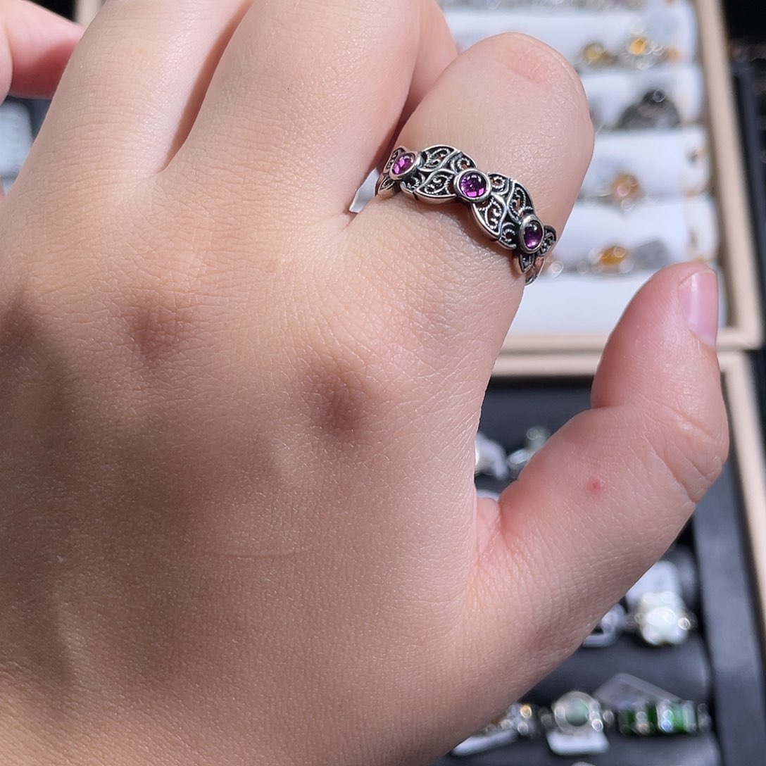 银S925镶嵌戒指水晶