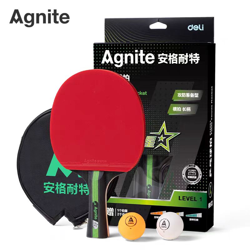 QW-正-得力-fh251-横排长柄攻防兼备乒乓球拍（款式不选）