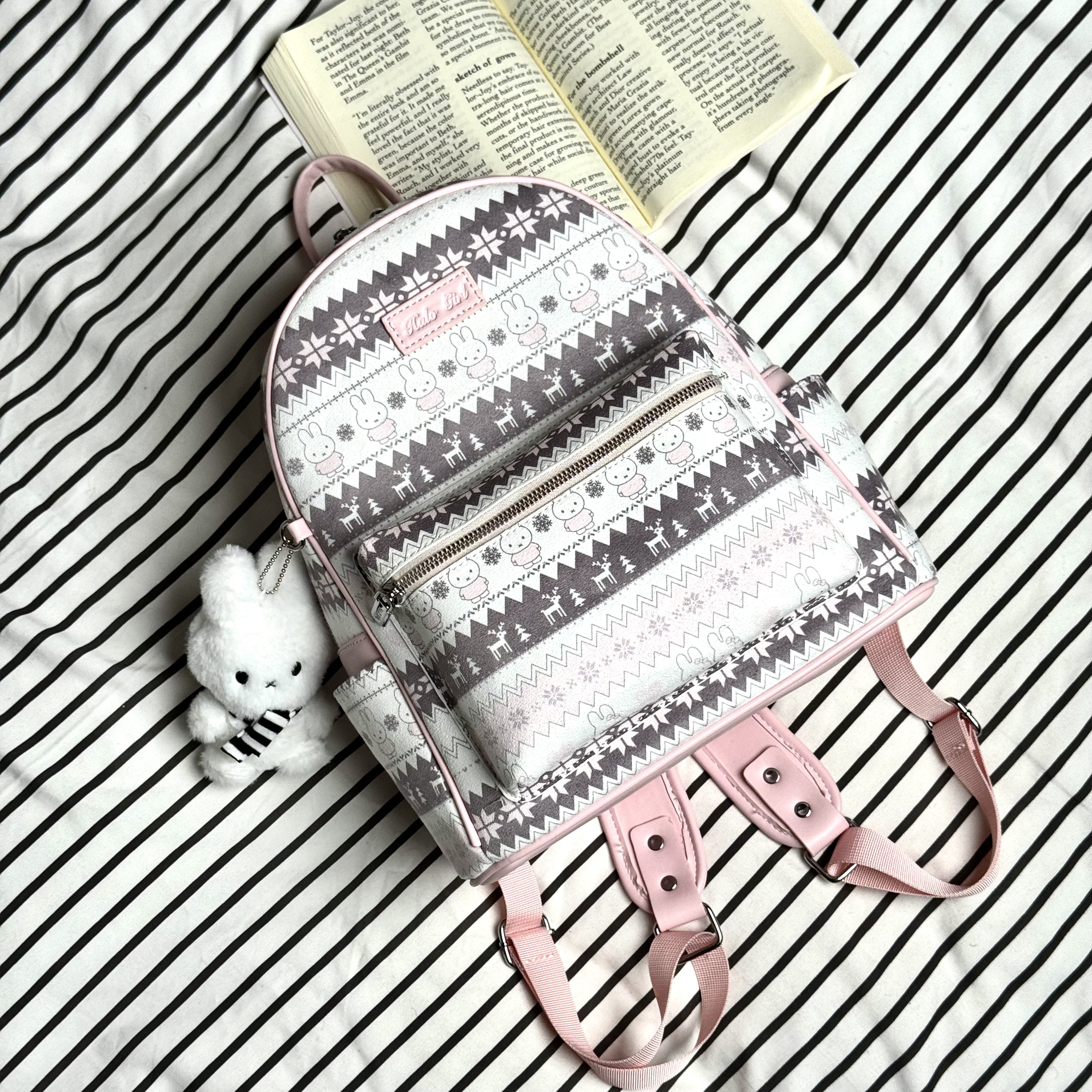 一张同学《长约27宽15高30cm》手提双肩背包肩包C8880粉