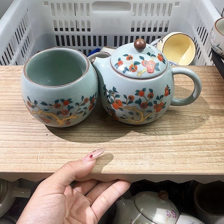 优一堂柿柿如意龙蛋壶一壶一龙蛋杯