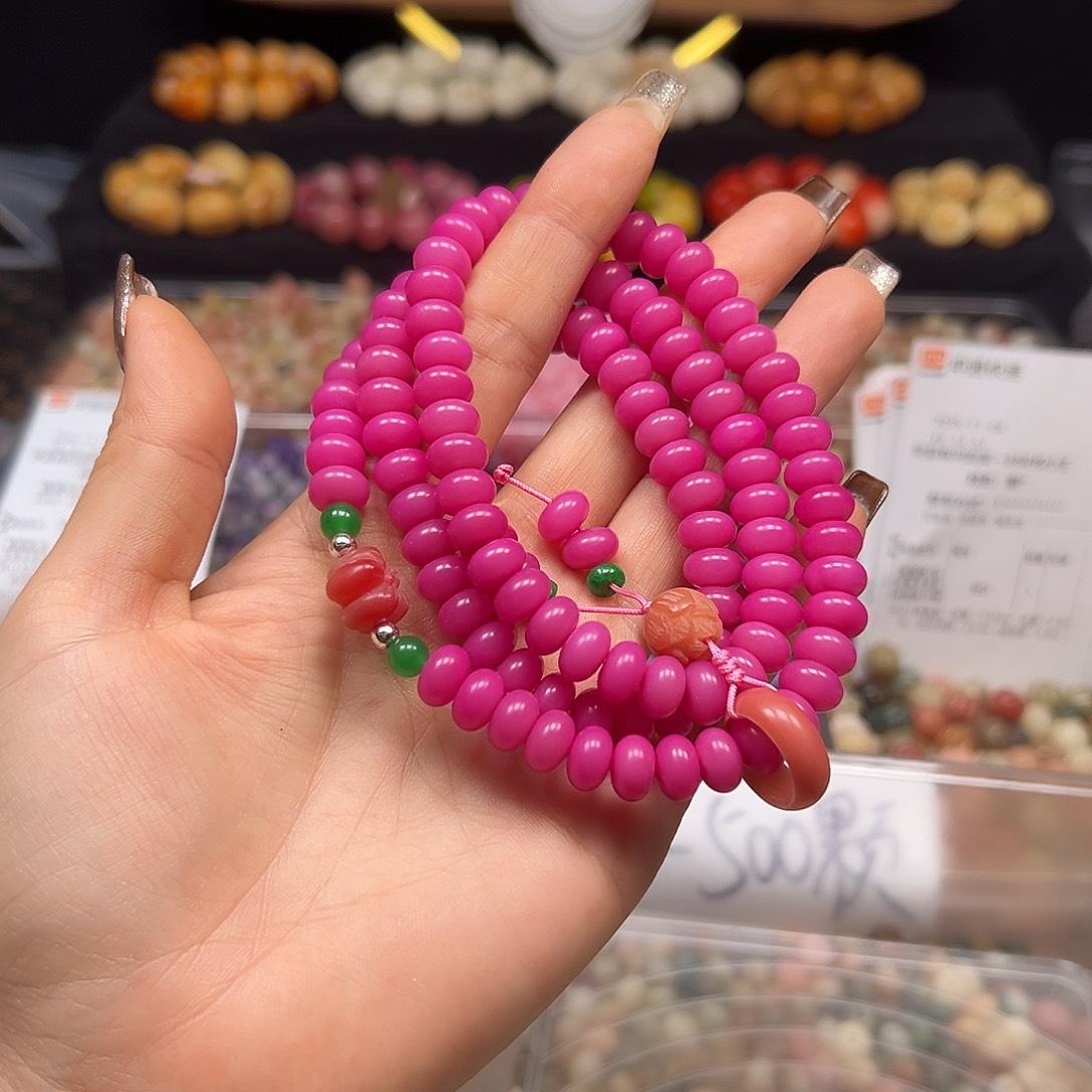 菩提根/象牙果手串卡9梅粉算盘108颗1条