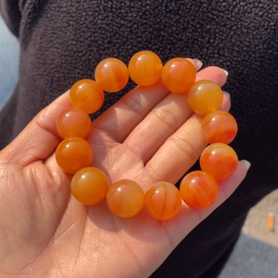 石英质玉（黄龙玉）手串银S925镀金镶嵌