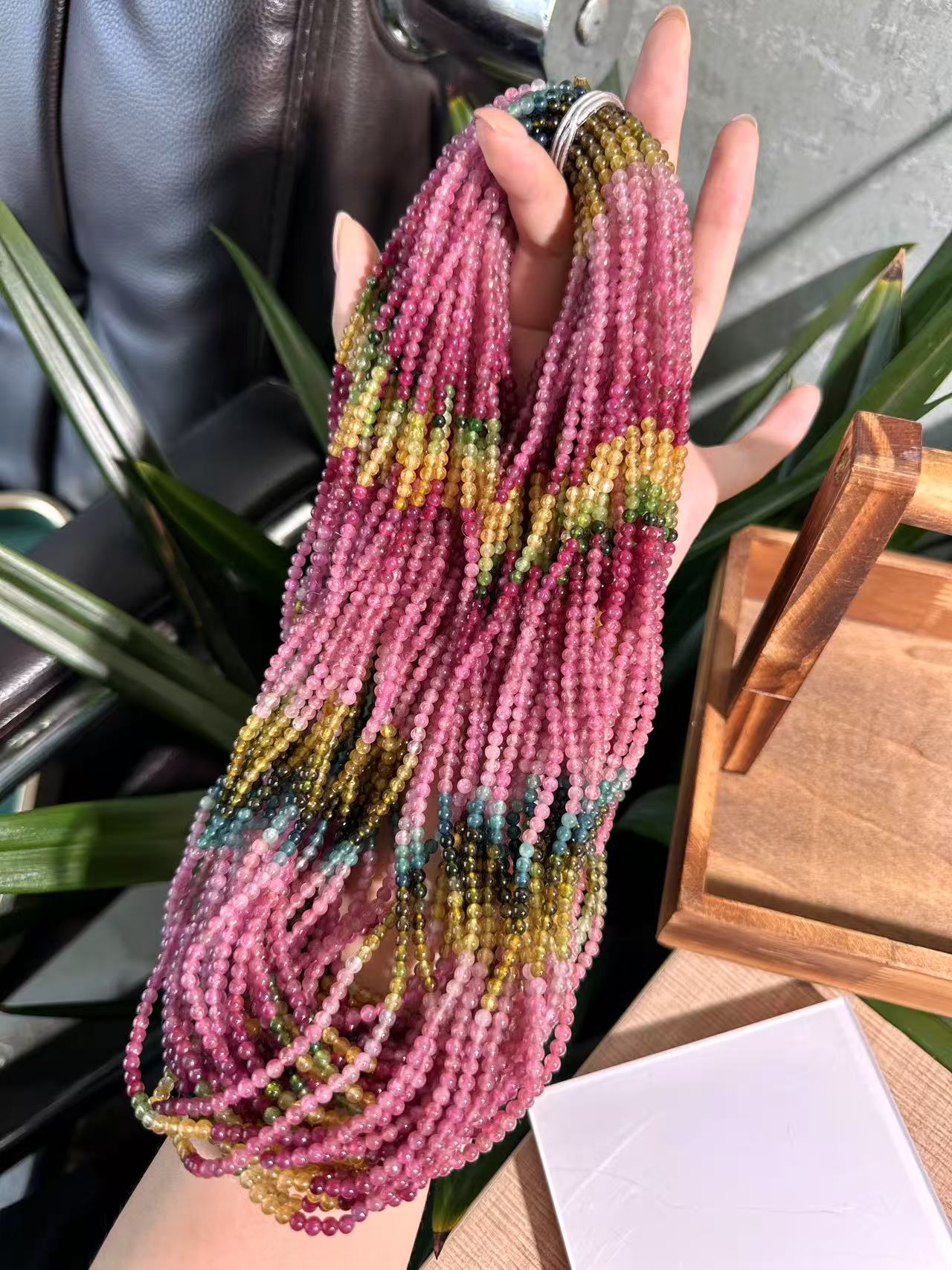 B153 天然碧玺多圈手串 多样性发其一