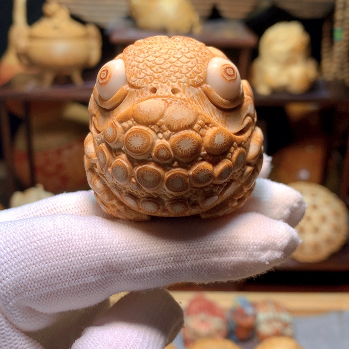 竹U****d竹根雕精工鱼嘴金蟾
