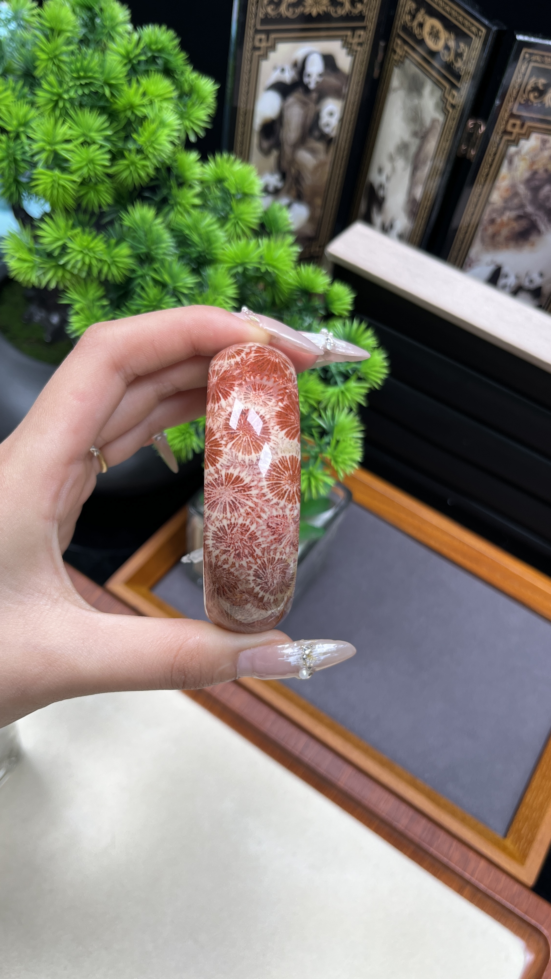 珊瑚玉手镯彩大花