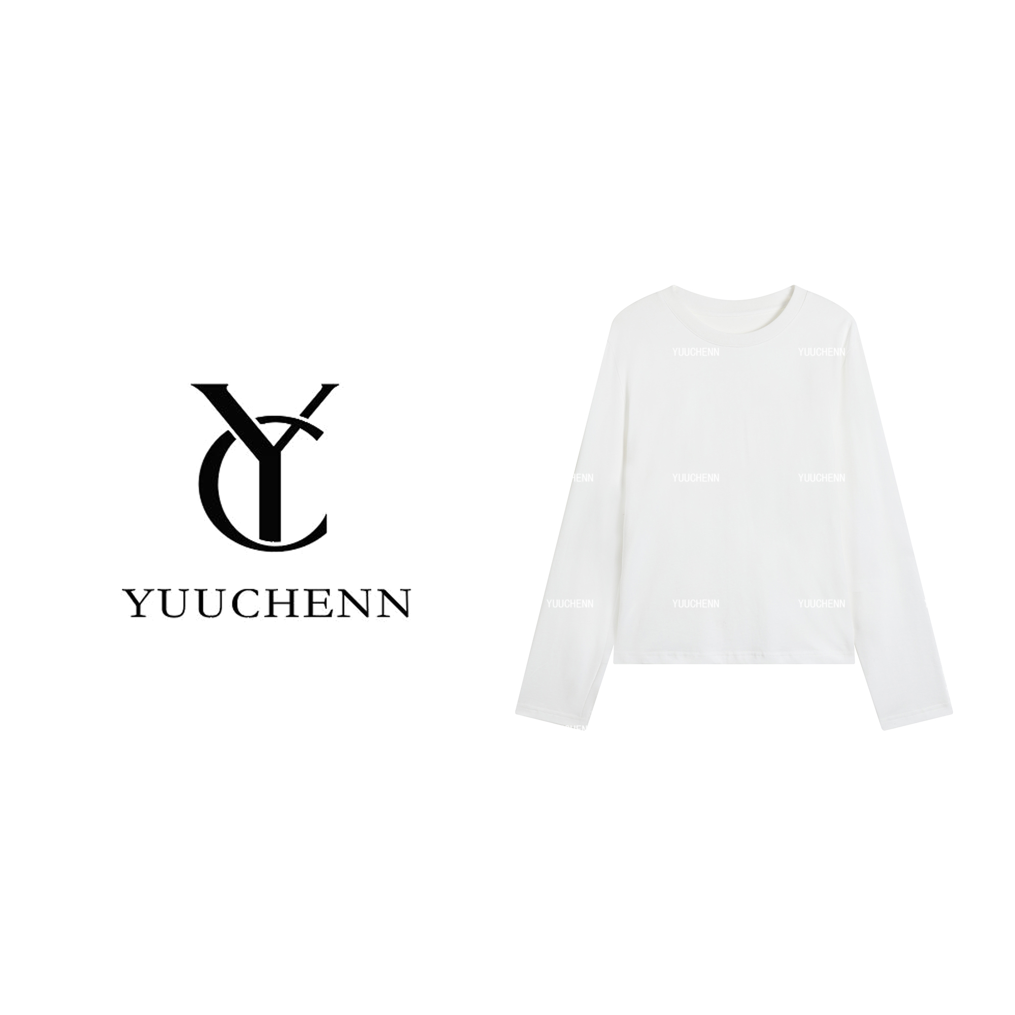 YUUCHENN“质感碰撞”纯棉长袖圆领早秋T恤潮流设计师H72791
