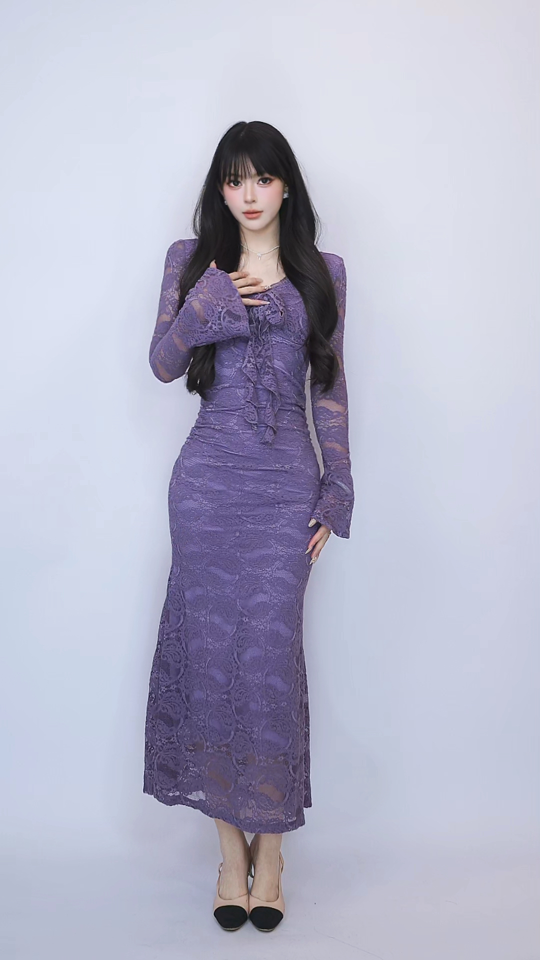 JIAYU 时尚冬季气质长袖长裙连衣裙纯欲风加绒