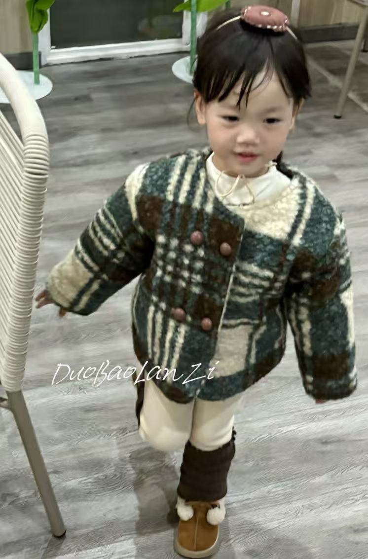 【N9】多宝篮子绿色格子外套童装
