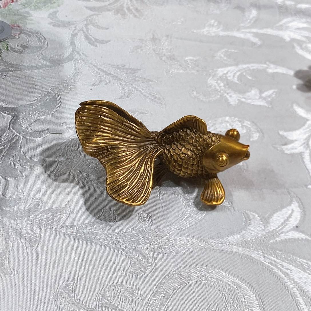 摆件F3023纯铜金鱼摆件