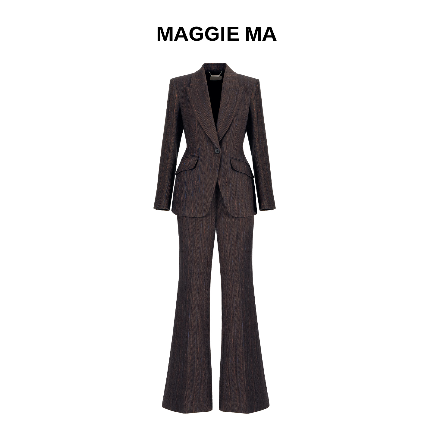 MAGGIE MA马婧设计师款羊毛条纹气质立裁职场套装797C/798P