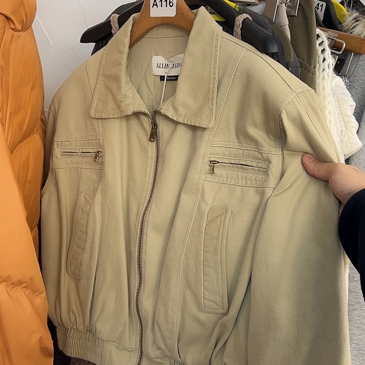 今天新款 卡其色工装棉服