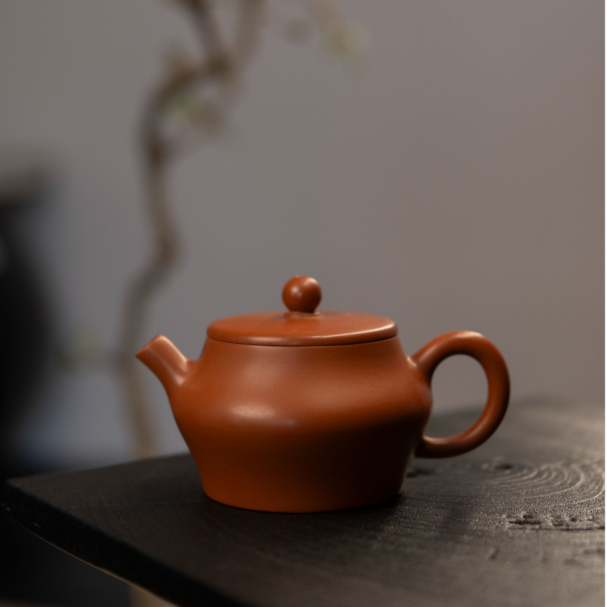 二生陶作微瑕小合欢壶映禄红纯手工