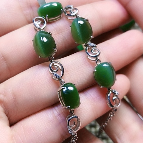 和田玉银S925镶嵌挂件