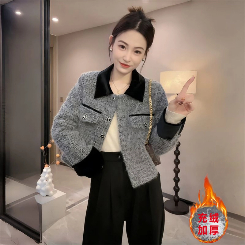 【现货】2025年春秋冬时尚轻奢高级感小香风百搭遮肉修身外套392