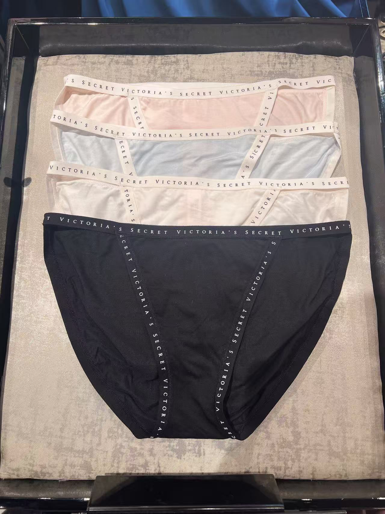 维多利亚的秘密正品女士低腰比基尼三角内裤莫代尔面料透气字母