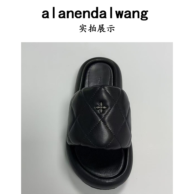 【老周手工女鞋】新款时尚百搭黑色新皮拖厚底露趾一字拖外穿拖鞋