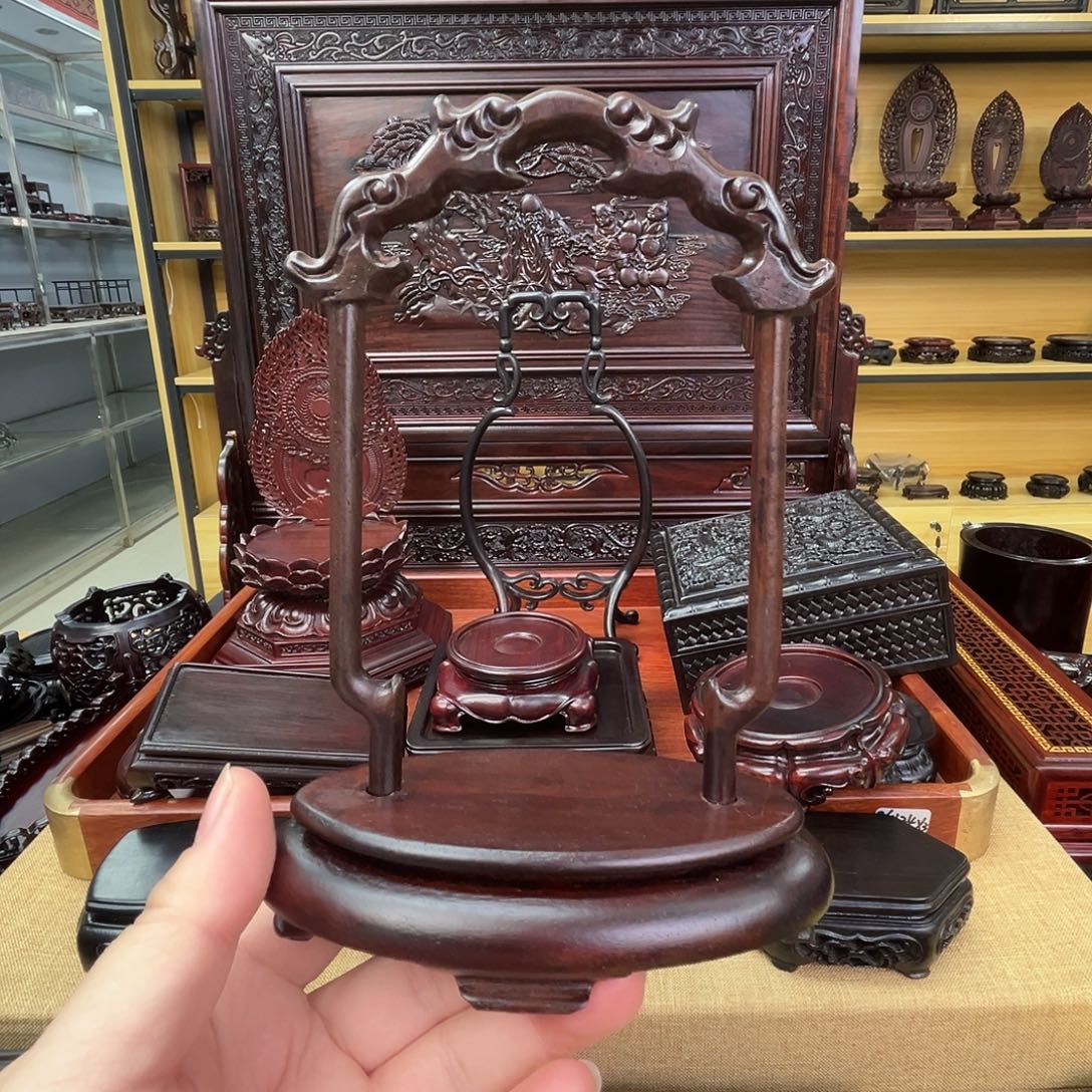 风车木（黑檀木）吊玉架小号高17厘米