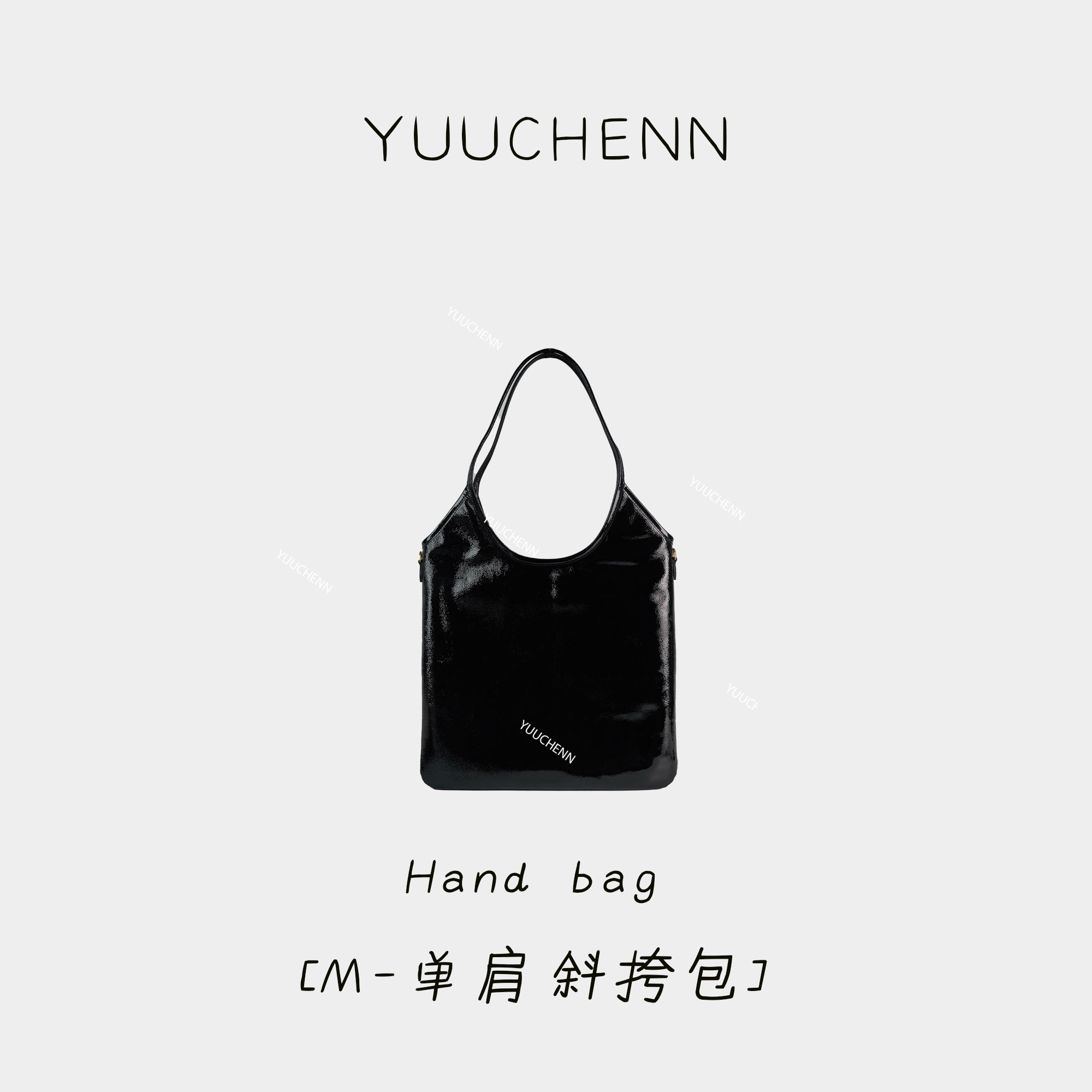 YUUCHENN 【M-单肩斜挎包】进口牛皮  黑色 单肩斜挎包  HH8179