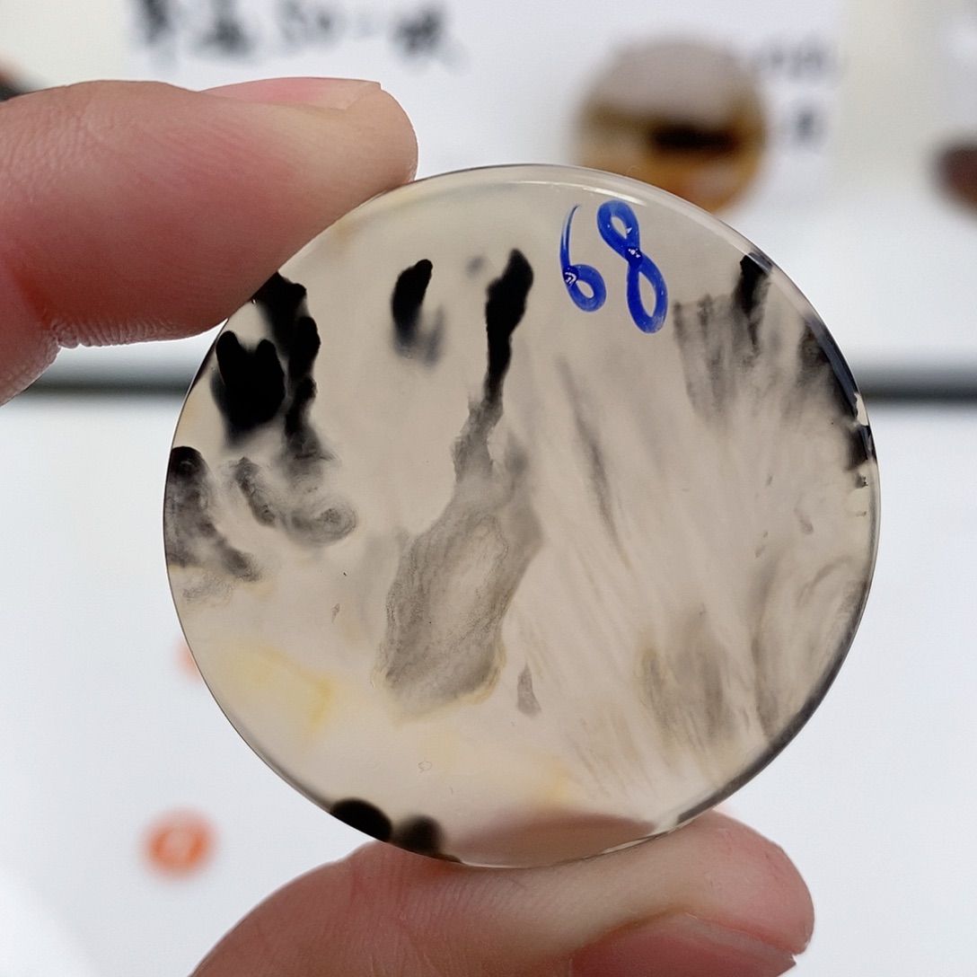 玛瑙/玉髓珠宝半成品未镶嵌水墨山水