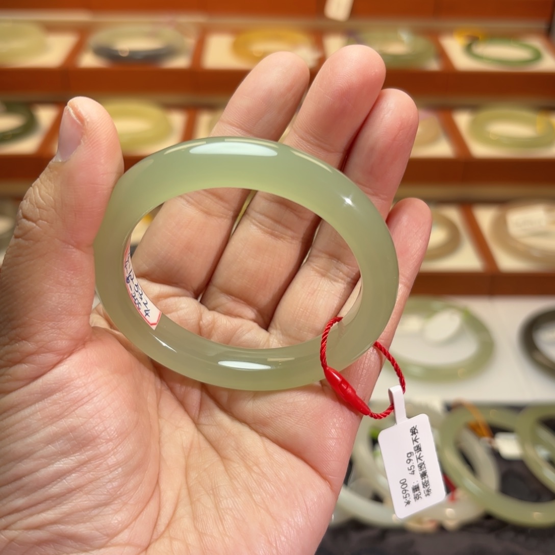 和田玉未镶嵌手镯冰晴水猫眼手镯