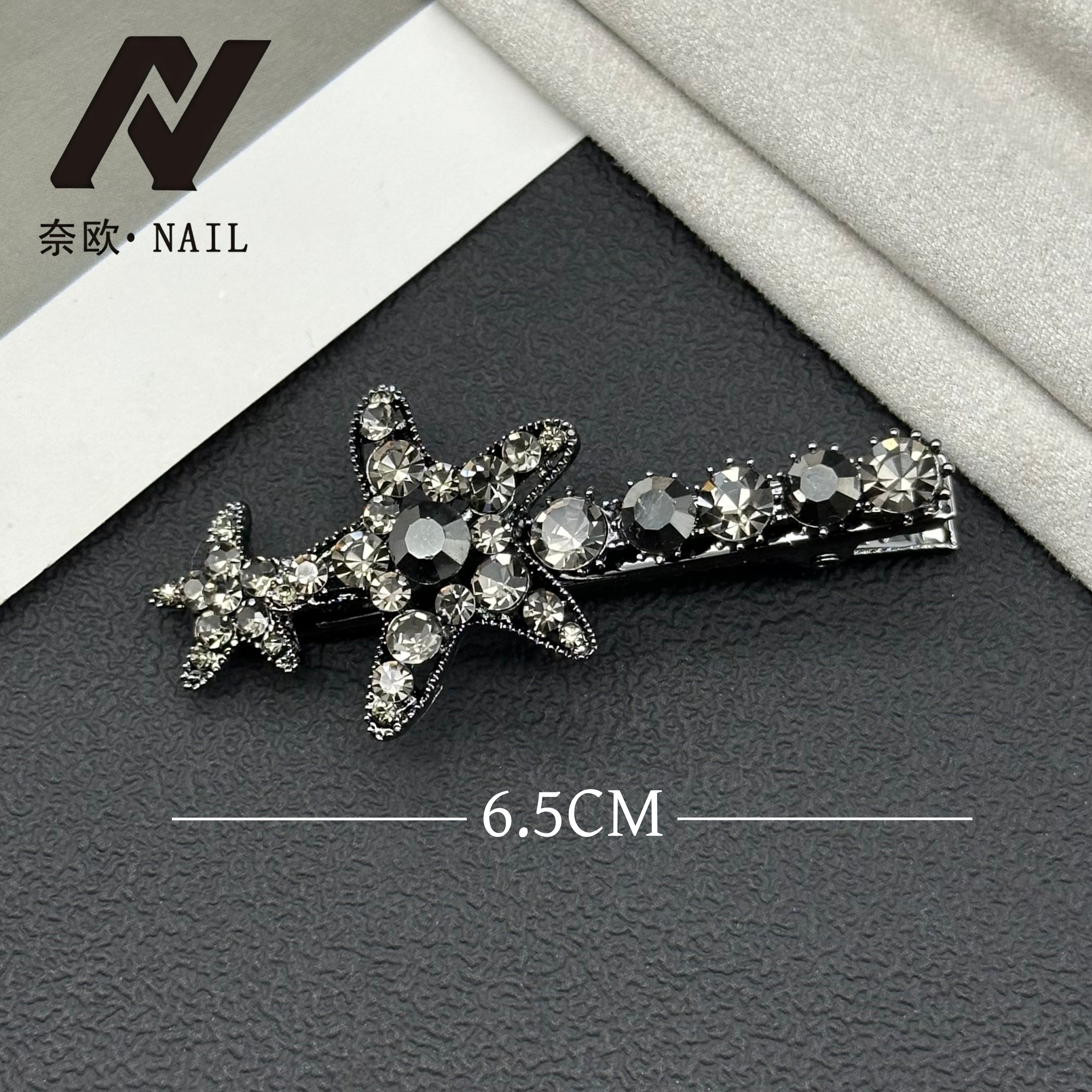 【NAIL·奈欧】SQ-设计师系列6516双海星精致刘海侧边夹鸭嘴夹