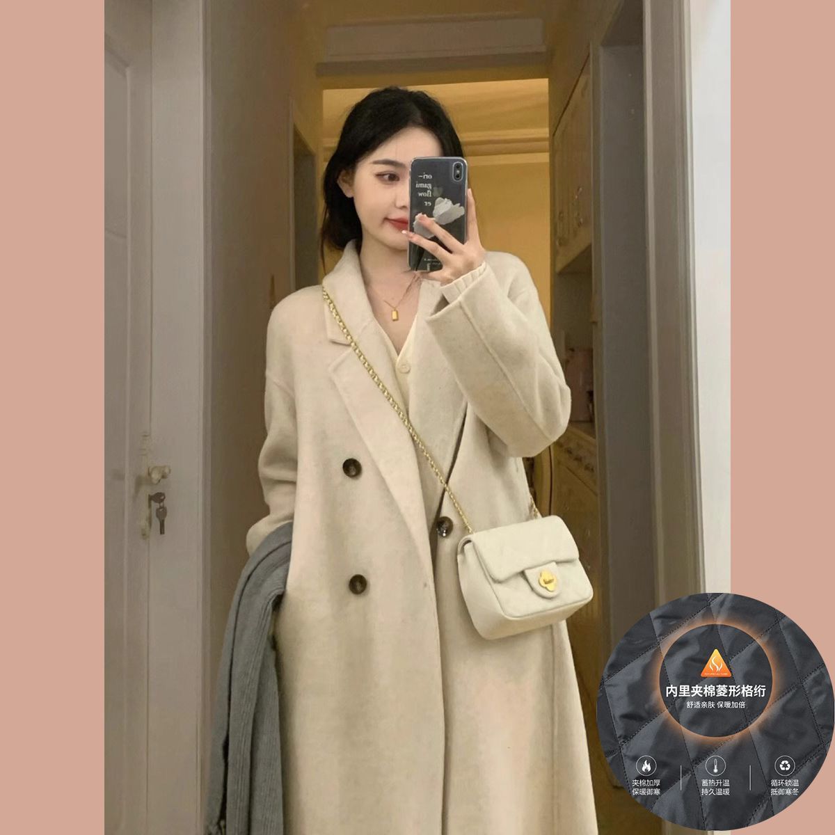 2025年新款大衣显瘦气质冬季中长款小个子赫本风加厚毛呢外套女