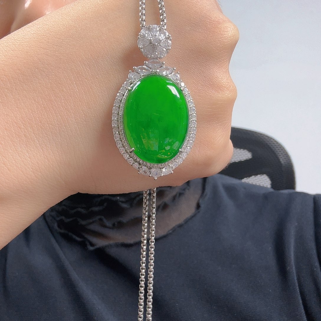 翡翠银S925镶嵌吊坠(不含链)