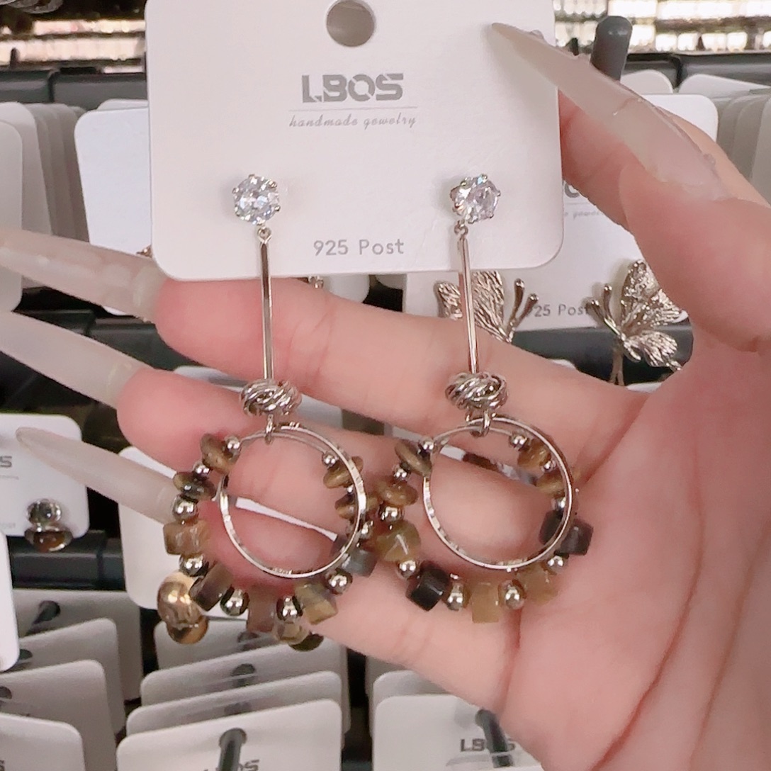 锆石铜合金925银耳环