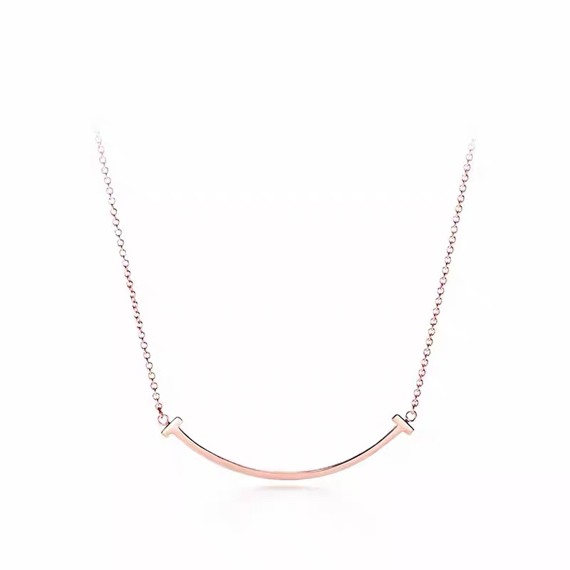 钛钢项链 带细节微笑项链玫瑰金423