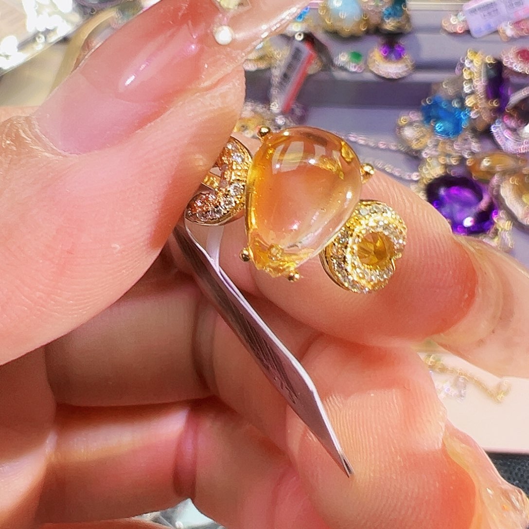 银S925镶嵌珠宝半成品黄晶